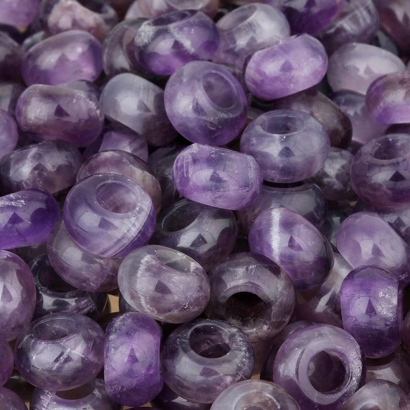 SUNYIK Assorted Stones Large Hole (6mm) Rondelle European Beads fits Bracelet, Tiger's Eye Stone/Rose Quartz/Indian Agate/Amethyst/Sodalite, Pack of 25 - Image 3